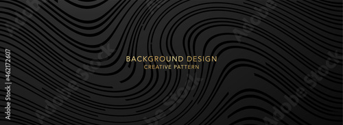 Premium background design (banner) with black line pattern (wave texture). Luxury vector template for formal invite, voucher, prestigious gift certificate photo