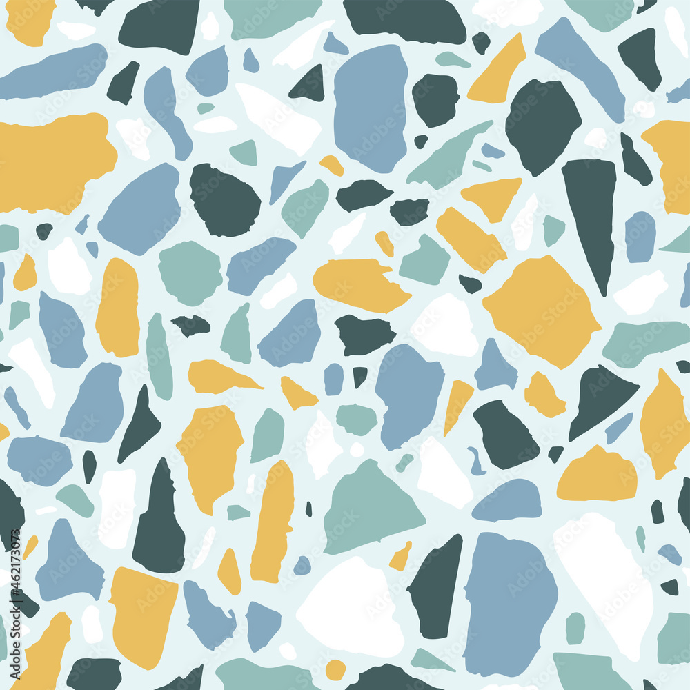 Vector Terrazzo seamless pattern. Abstract blue italian flooring stone, concrete gray texture. Classic granite natural textured background for interior design, print, wallpaper, fabric, textile Vector Terrazzo seamless pattern. Abstract blue italian flooring stone, concrete gray texture. Classic granite natural textured background for interior design, print, wallpaper, fabric, textile