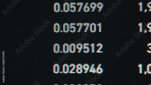 Stock market online financial exchange price. Finance trends, crypto currecy exchange and e-commerce, state of the financial market. Bitcoin exchange chart from the monitor screen. Close up. photo