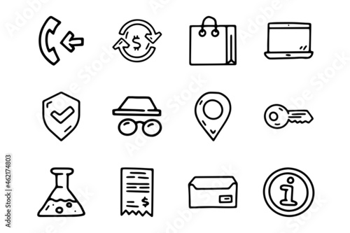 online store different icons line vector doodle simple set