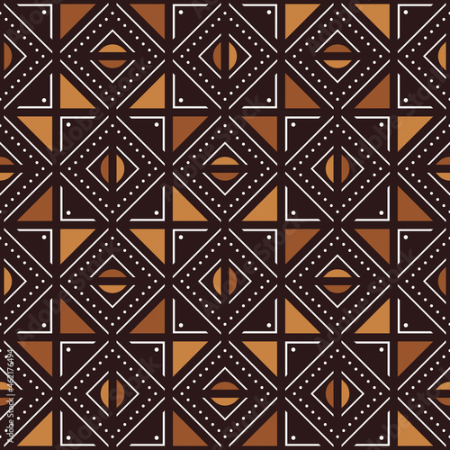 African Print Fabric. Vector Seamless Tribal Pattern. Traditional Ethnic Hand Drawn Ornament for your Design Cloth, Carpet, Rug, Wrap