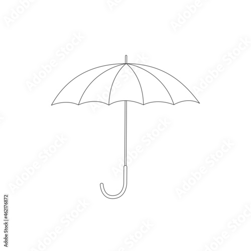 Line art open umbrella. Autumn or spring clothes accessory for rainy weather. 