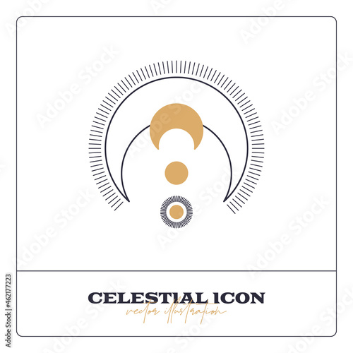 Alchemy esoteric mystical magic celestial talisman line icon. Spiritual occultism object. Liine geometric badge.