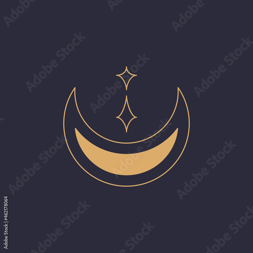 Alchemy esoteric mystical magic celestial talisman line icon. Spiritual occultism object. Liine geometric badge.