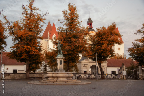 beautiful autumn view in the park of the city of ingolstadt 