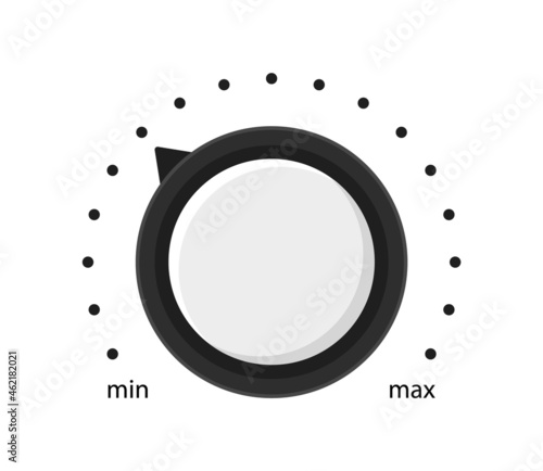 Volume knob level icon. Volume button, sound control, music knob with scale. Vector illustration. Flat style. EPS 10