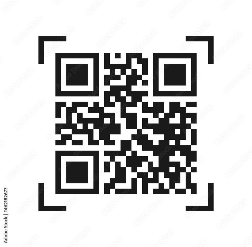 Sample of QR code. QR Code for scanned with smartphone. Vector Sample of QR code. QR Code for scanned with smartphone. Vector