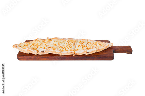 Pide, cheese pide, kasarli pide. Turkish pide with cheese. Turkish pizza, cheese pita on white background. pita photo