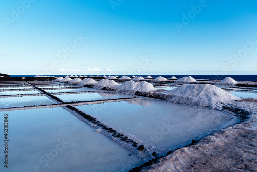 Salt extraction in salinas of Fuencaliente, La Palma, Canary Islands. photo