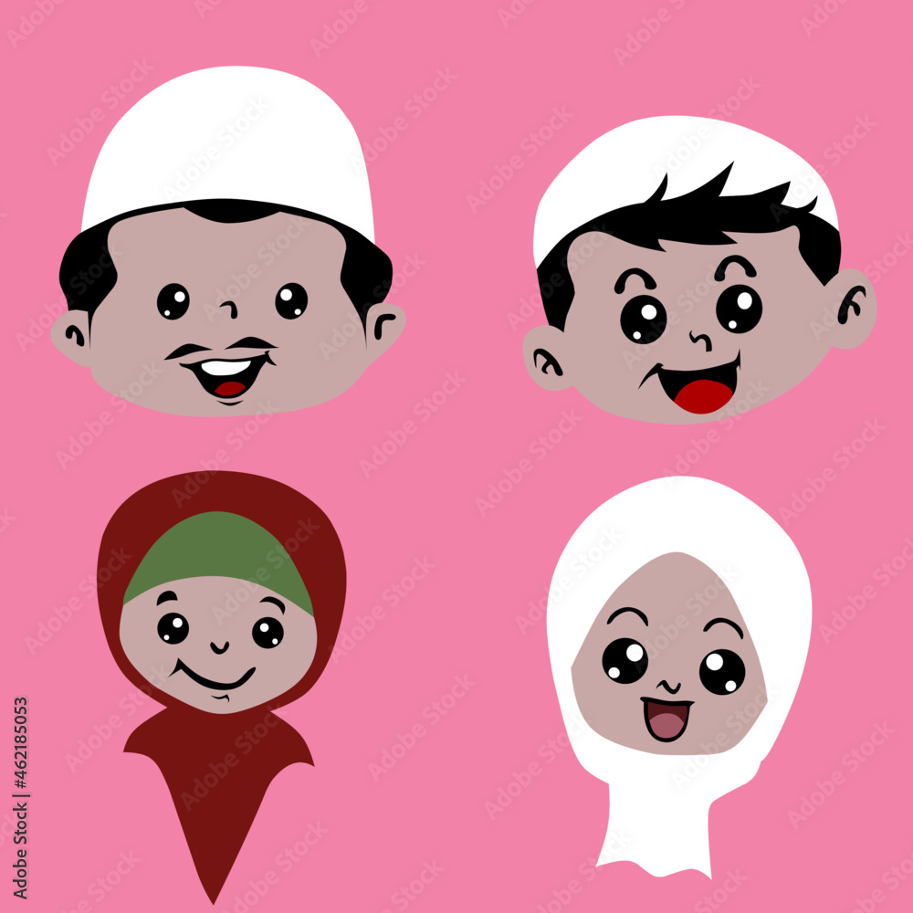 vector image of a muslim family, father mother and son and daughter. vector image of a muslim family, father mother and son and daughter.