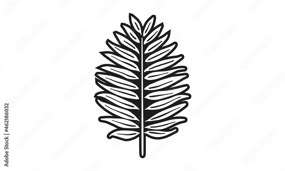 Leaf illustration, vector, hand drawn, isolated on light background.