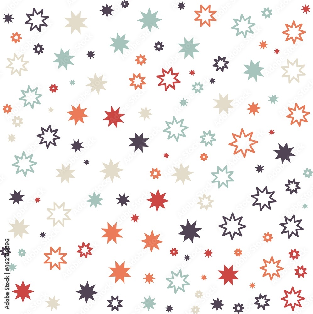 Colorful geometric stars background. Abstract pattern background. Shapes pattern. Colorful wrapping paper.