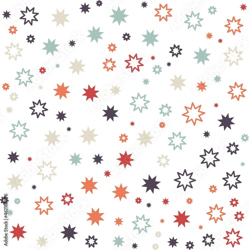 Colorful geometric stars background. Abstract pattern background. Shapes pattern. Colorful wrapping paper.