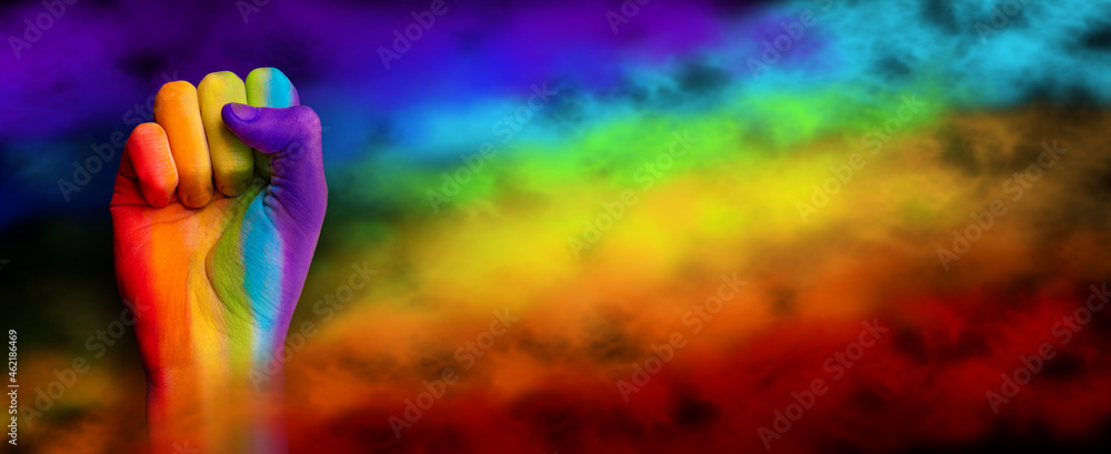 Gay pride concept. Hand drawn with a rainbow. Gay pride lgbt b rainbow ...