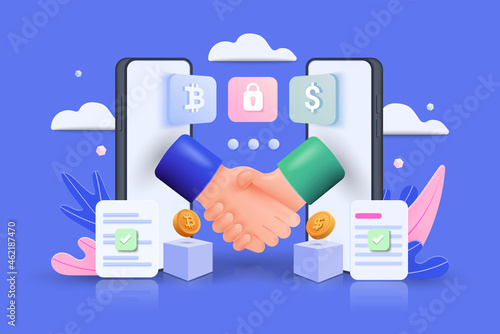 Modern 3d illustration of Smart Contract concept