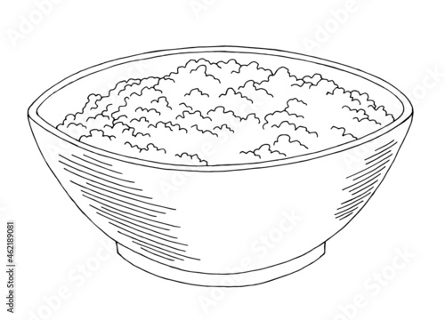 Porridge bowl graphic food black white sketch isolated illustration vector