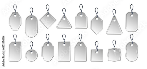 Tags templates. Marketing empty etiquetas for cardboard boxes garish vector illustrations for advertising