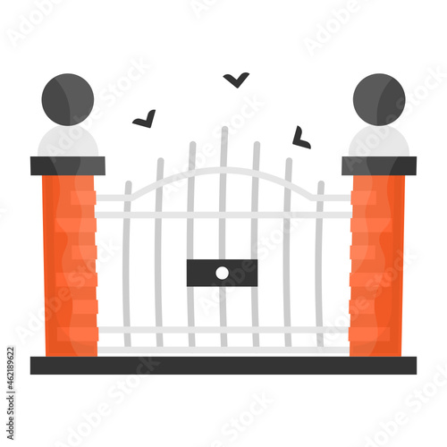 Graveyards Iron Gate Concept, haunted house entrance Vector Icon Design, Halloween costume Symbol, Holiday Celebrations Sign, Saints Eve festivals Stock illustration
