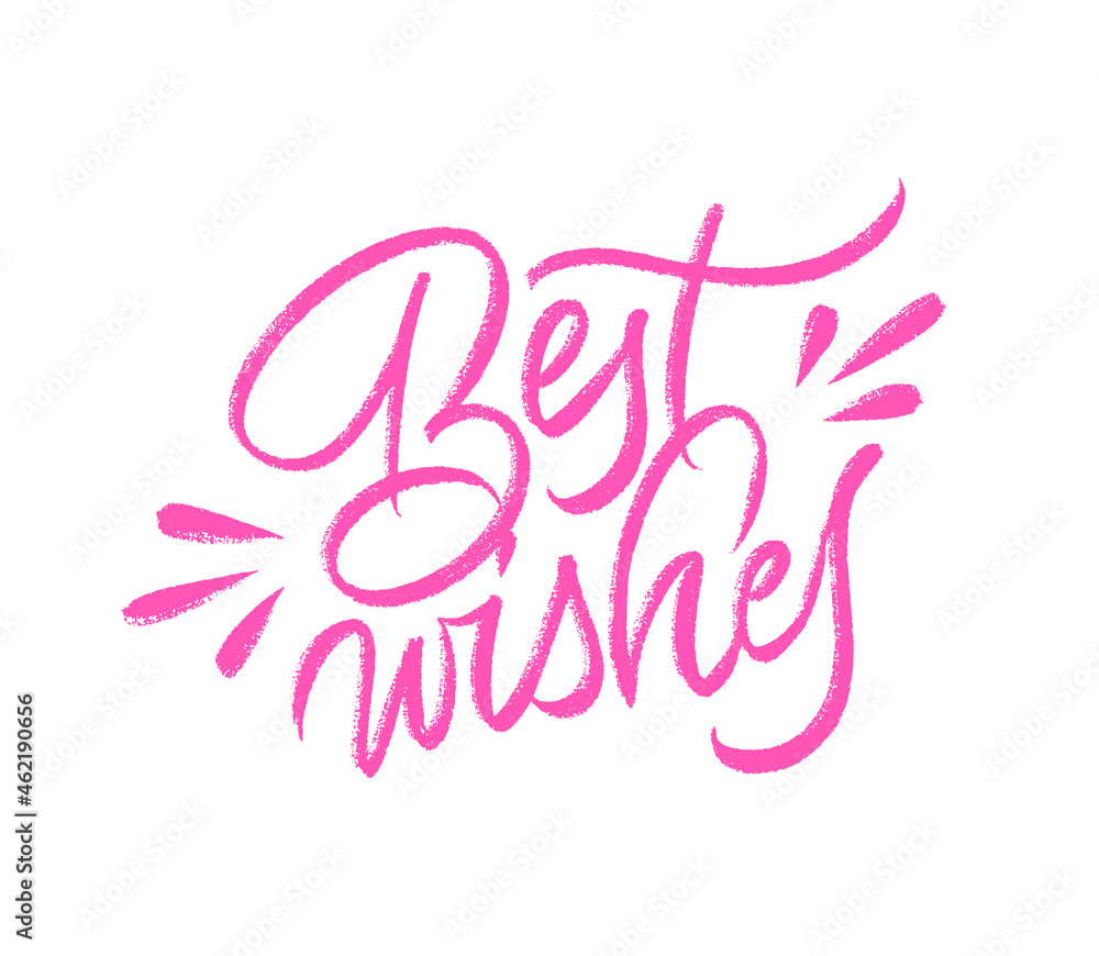 Best wishes greeting card. Vector brush callygraphy. Isolated on white background.
