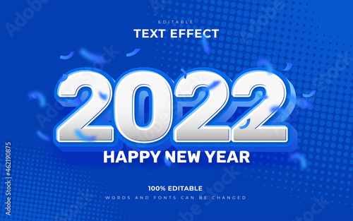 Happy new year 2022 editable text effects style
