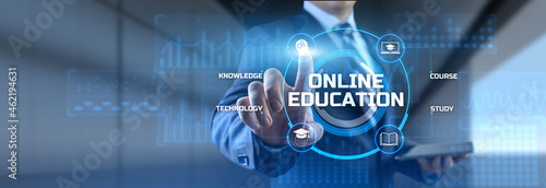 Online education internet learning e-learning concept on digital interface.