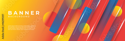 Blue and orang abstract modern banner background