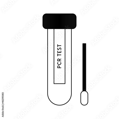 Medical laboratory analysis outline logo. Covid-19 PCR virus test vector line icon.