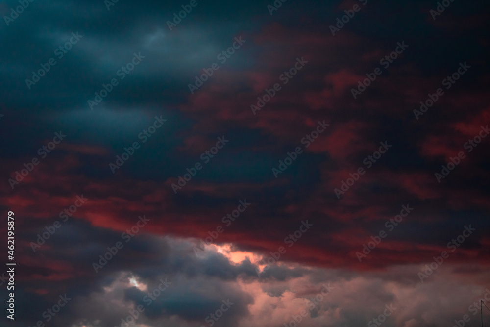 Purple and blue clouds at twilght or dusk. Dramatic clouds background