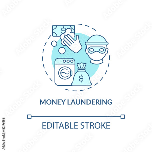 Money laundering blue concept icon. Illegal financial procedures. Black market deal. Reason for deportation abstract idea thin line illustration. Vector isolated outline color drawing. Editable stroke