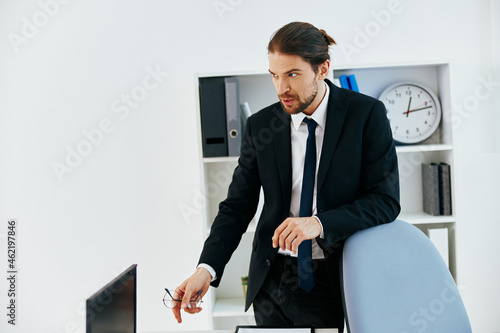 manager holding a phone telephone office executive