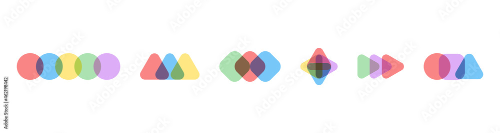 Geometric element of logo. Overlap colorful geometric shapes Geometric element of logo. Overlap colorful geometric shapes