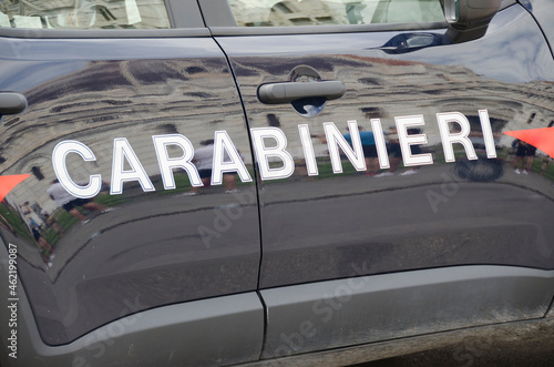 a carabinieri vehicle, an italian police car