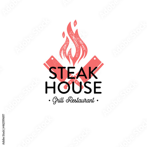 Steakhouse grill restaurant knifes on black Vector illustration