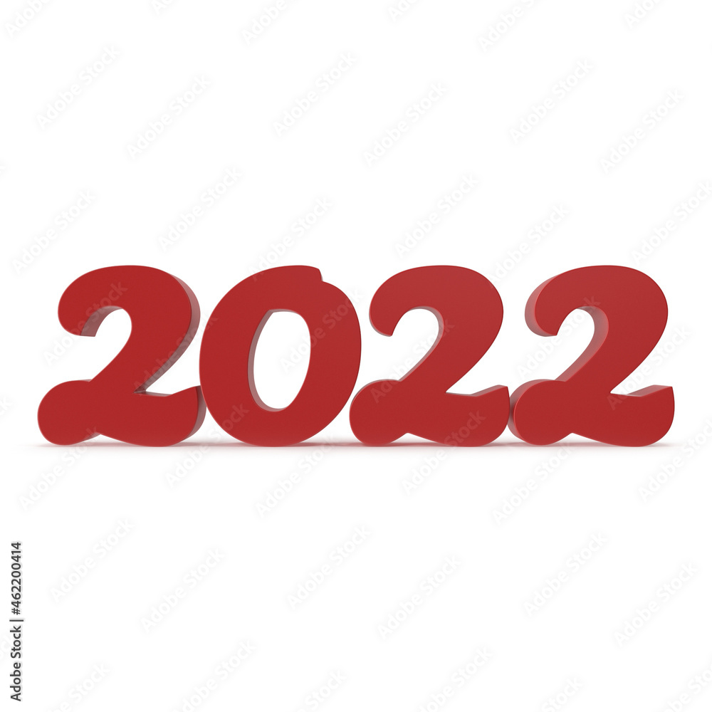 2022 Letter red Isolated on white 3D Illustration 2022 Letter red Isolated on white 3D Illustration