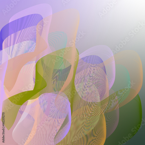 Abstract image of flowering delicate plants on a green background.3d.