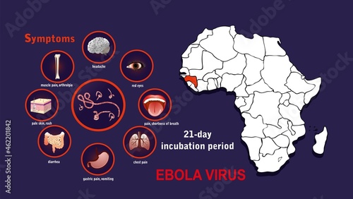 Ebola virus disease, flat vector illustration.