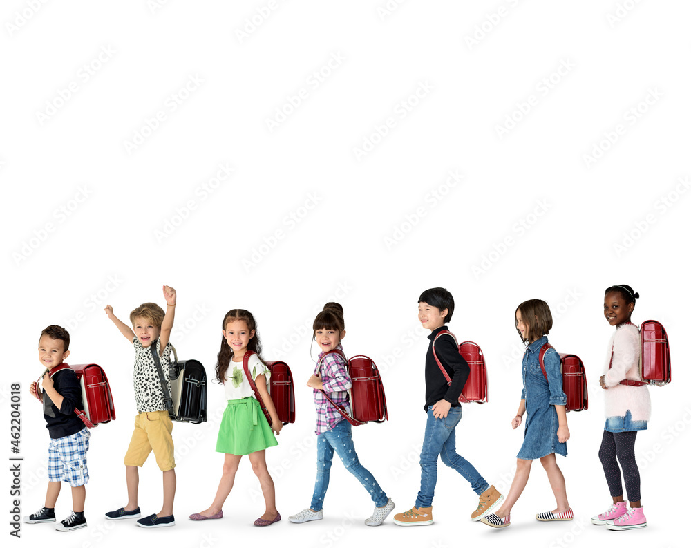 Happiness group of cute and adorable students are back to school Happiness group of cute and adorable students are back to school