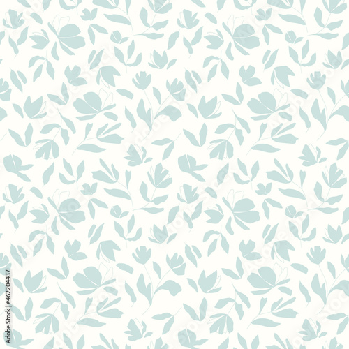 Modern botanical seamless vector pattern. Hand drawn floral illustration. Vintage wallpaper with flowers  buds and leaves. Template for cards  textile  stationery  package  and any surface design