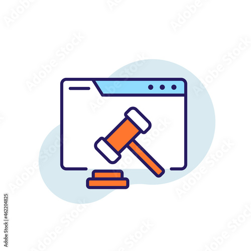 Online auction RBG color icon. Thin line vector illustration.