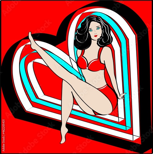 woman sitting on the hearts with black hear