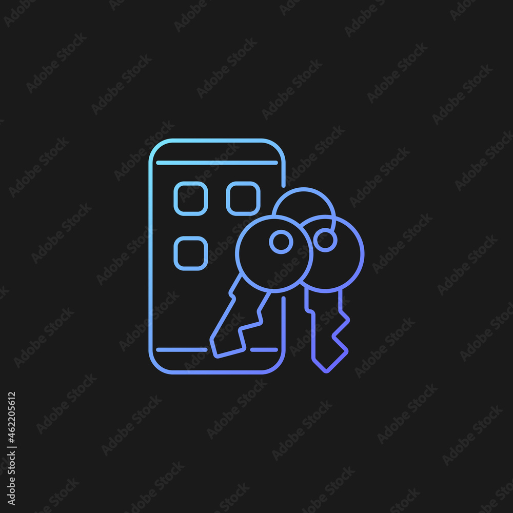 Password management app gradient vector icon for dark theme. Mobile phone safety. Password management. Thin line color symbol. Modern style pictogram. Vector isolated outline drawing Password management app gradient vector icon for dark theme. Mobile phone safety. Password management. Thin line color symbol. Modern style pictogram. Vector isolated outline drawing
