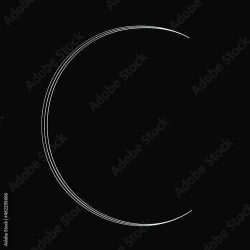 Lines in Semi Circle Form .Lunar phases.   Vector Illustration .Technology round. Moon Logo . Design element . Abstract Geometric shape . letter c . Waning crescent moon phase.