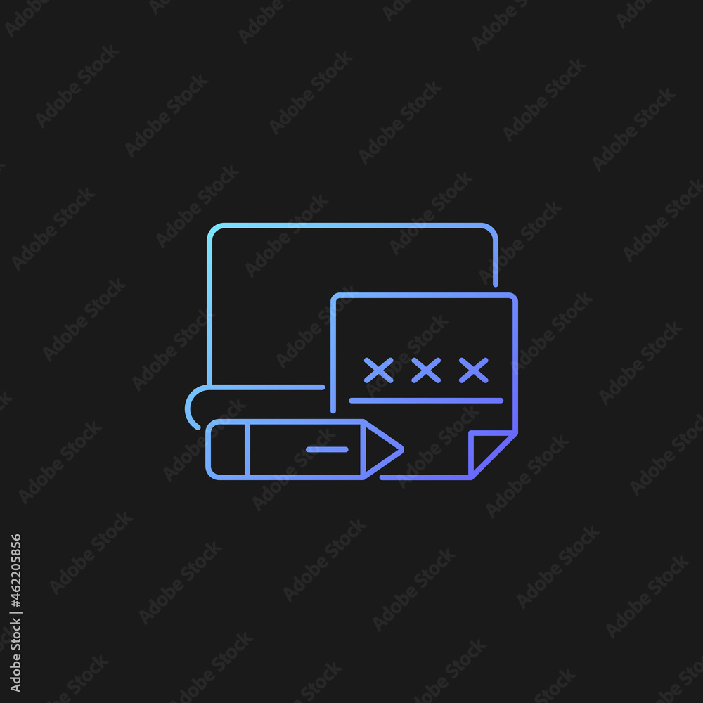 Using post it to remember password gradient vector icon for dark theme ...
