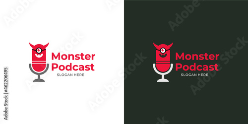 modern podcast monster logo set