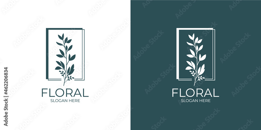 modern and minimalistic floral logo set modern and minimalistic floral logo set