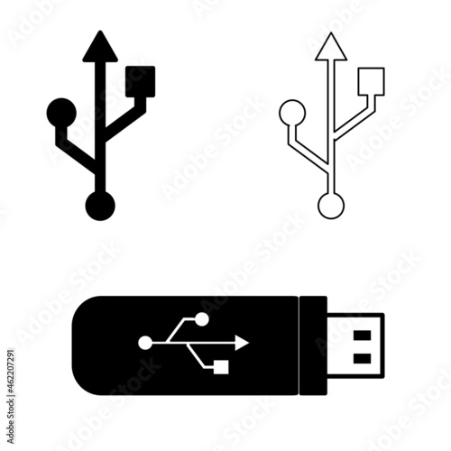 USB icon set, vector of flashdrive, flashdisk symbol