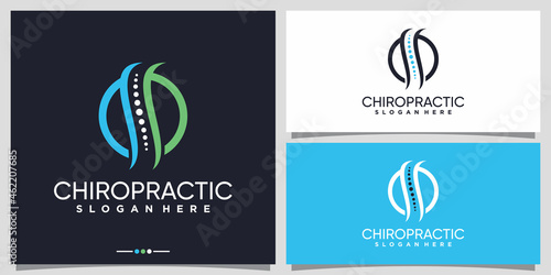 Chiropractic logo design inspiration with circle concept Premium Vector