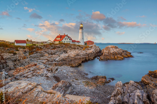 Portland Head Light in Maine at Sunset