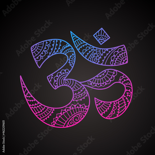 Om yoga logo esoteric art. Vector illustration. Design, hand drawn zenart