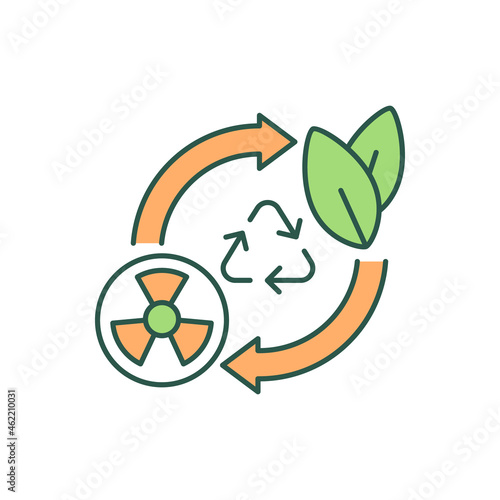 Hazardous materials recycling RGB color icon. Waste management regulations and rules. Toxic and dangerous garbage disposal. Isolated vector illustration. Simple filled line drawing